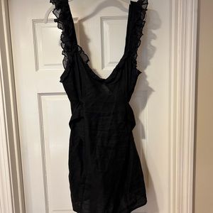 Black linen with ruffle sleeve free people dress